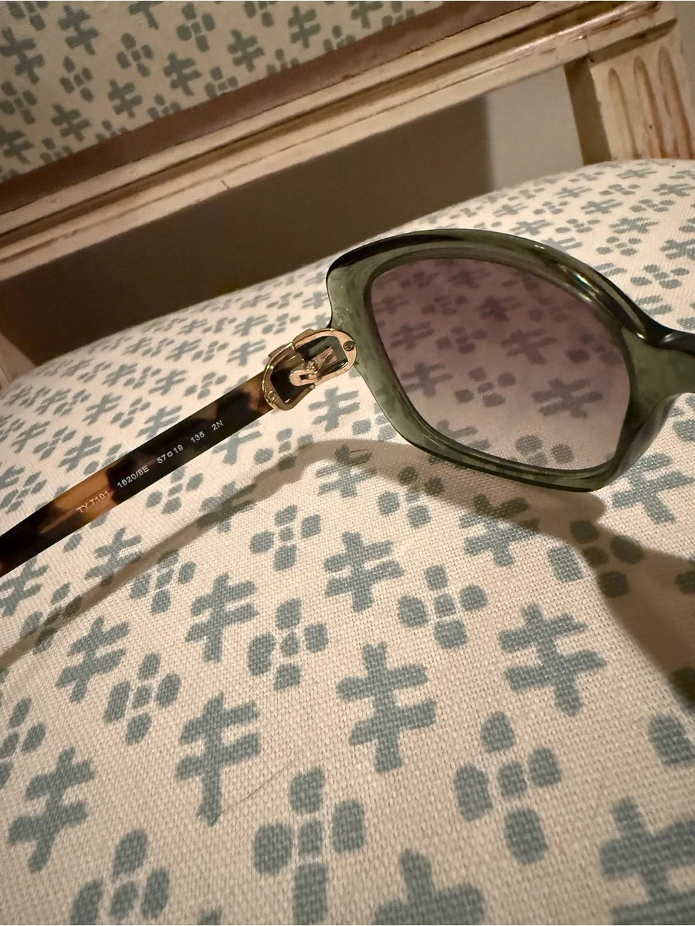 Tory Burch Olive Green Oversized Sunglasses with Tortoiseshell Temples